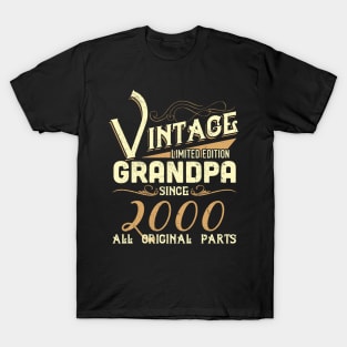 Vintage Grandpa Since 2000 Funny Man Myth Legend Daddy T-Shirt